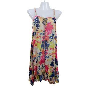 ASOS Womens Floral Babydoll Sundress Pink Blue Yellow Tiered Ruffle Size 6